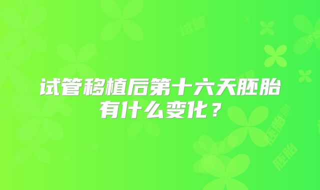 试管移植后第十六天胚胎有什么变化？