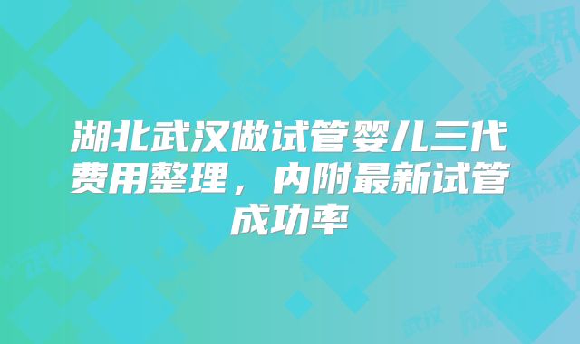 湖北武汉做试管婴儿三代费用整理，内附最新试管成功率