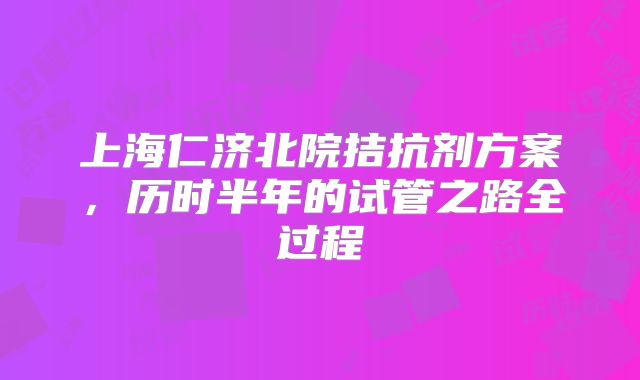 上海仁济北院拮抗剂方案，历时半年的试管之路全过程