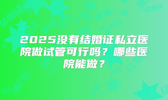 2025没有结婚证私立医院做试管可行吗？哪些医院能做？