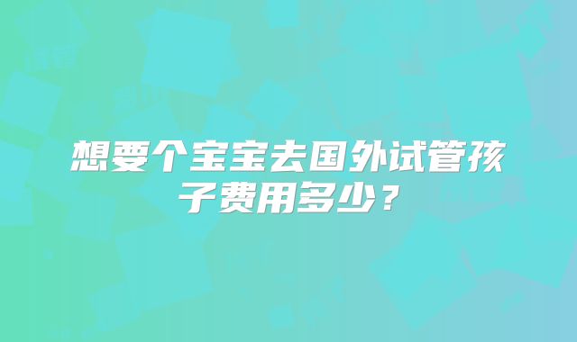 想要个宝宝去国外试管孩子费用多少?