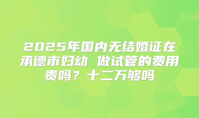 2025年国内无结婚证在承德市妇幼 做试管的费用贵吗?十二万够吗