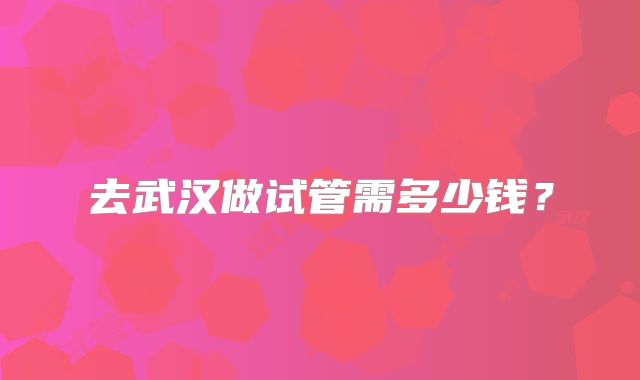 去武汉做试管需多少钱？