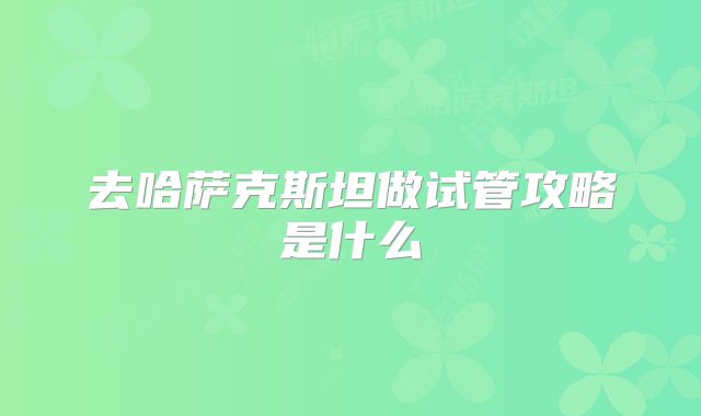 去哈萨克斯坦做试管攻略是什么