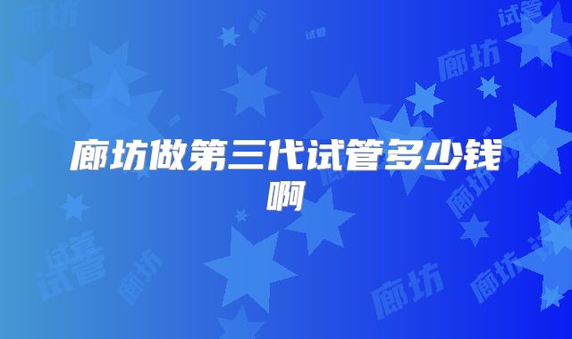 廊坊做第三代试管多少钱啊