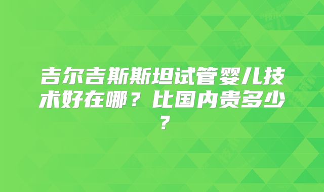 吉尔吉斯斯坦试管婴儿技术好在哪?比国内贵多少?