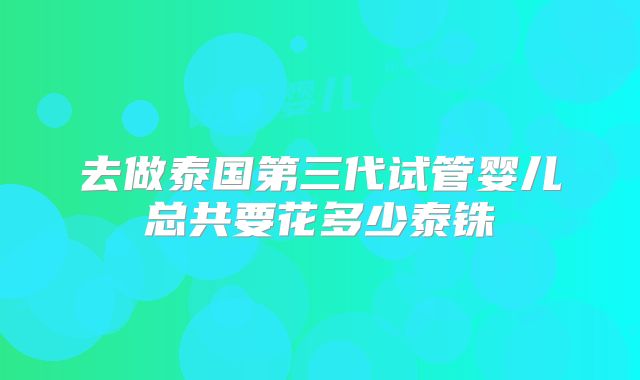 去做泰国第三代试管婴儿总共要花多少泰铢