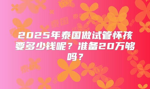 2025年泰国做试管怀孩要多少钱呢?准备20万够吗?