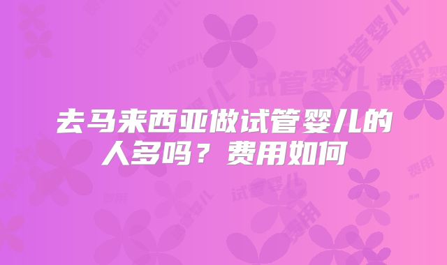 去马来西亚做试管婴儿的人多吗?费用如何