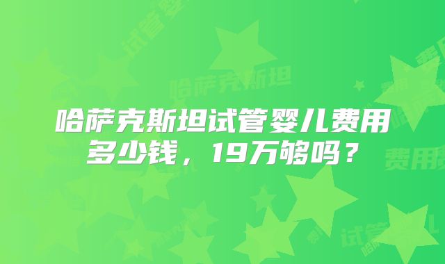 哈萨克斯坦试管婴儿费用多少钱,19万够吗?