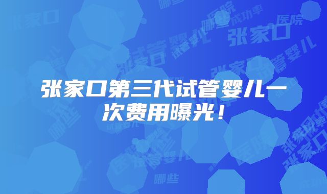 张家口第三代试管婴儿一次费用曝光!