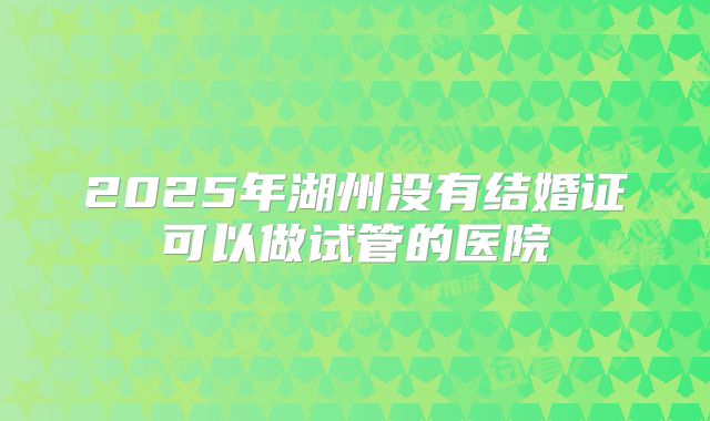 2025年湖州没有结婚证可以做试管的医院