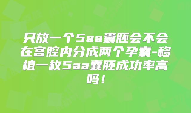 只放一个5aa囊胚会不会在宫腔内分成两个孕囊-移植一枚5aa囊胚成功率高吗！