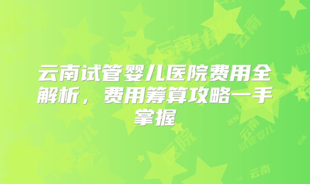 云南试管婴儿医院费用全解析，费用筹算攻略一手掌握