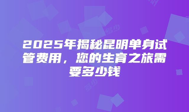2025年揭秘昆明单身试管费用，您的生育之旅需要多少钱