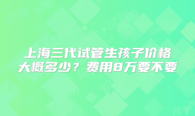 上海三代试管生孩子价格大概多少？费用8万要不要