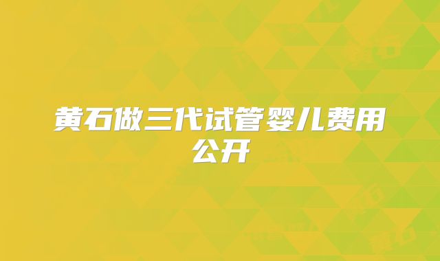 黄石做三代试管婴儿费用公开