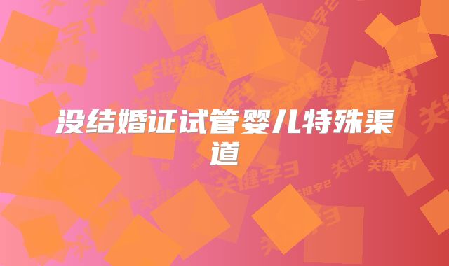 没结婚证试管婴儿特殊渠道
