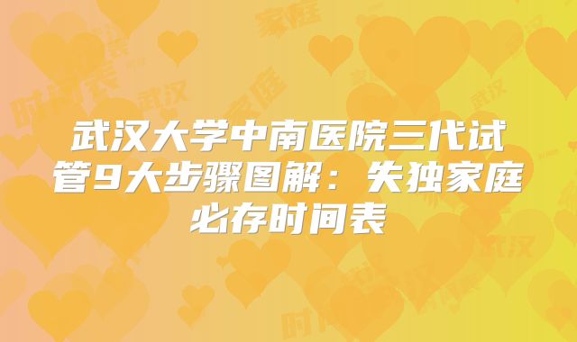 武汉大学中南医院三代试管9大步骤图解：失独家庭必存时间表