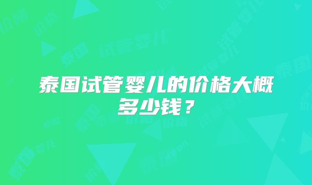 泰国试管婴儿的价格大概多少钱？