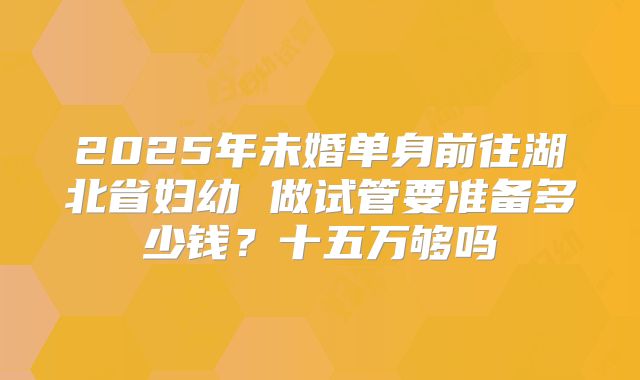 2025年未婚单身前往湖北省妇幼 做试管要准备多少钱?十五万够吗