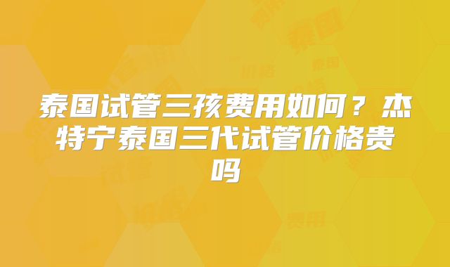 泰国试管三孩费用如何?杰特宁泰国三代试管价格贵吗