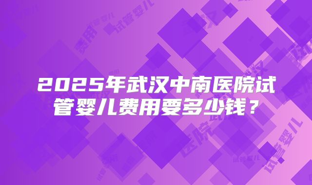 2025年武汉中南医院试管婴儿费用要多少钱？