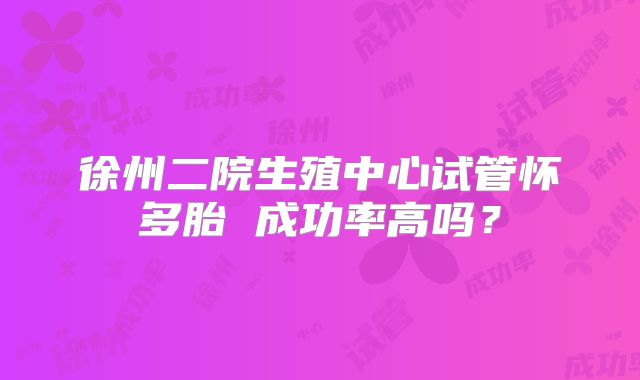 徐州二院生殖中心试管怀多胎 成功率高吗?
