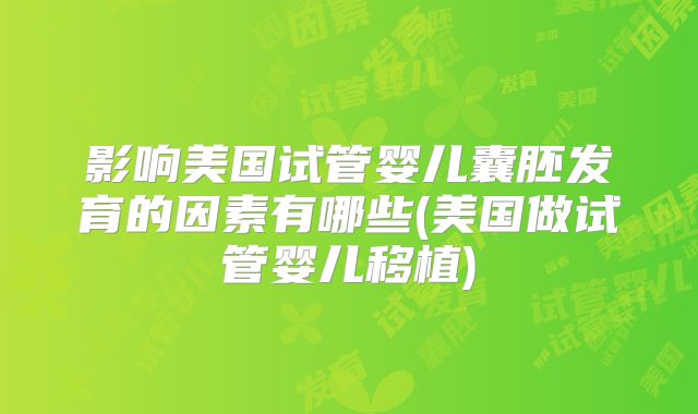 影响美国试管婴儿囊胚发育的因素有哪些(美国做试管婴儿移植)