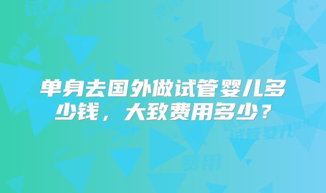 单身去国外做试管婴儿多少钱，大致费用多少？