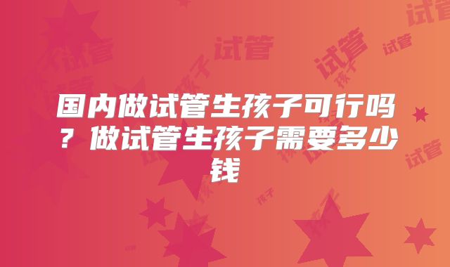 国内做试管生孩子可行吗？做试管生孩子需要多少钱