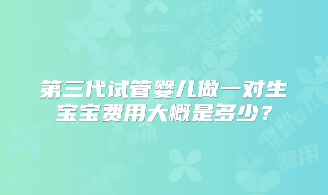 第三代试管婴儿做一对生宝宝费用大概是多少？