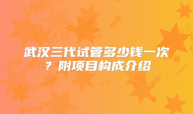 武汉三代试管多少钱一次？附项目构成介绍