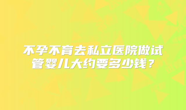 不孕不育去私立医院做试管婴儿大约要多少钱？