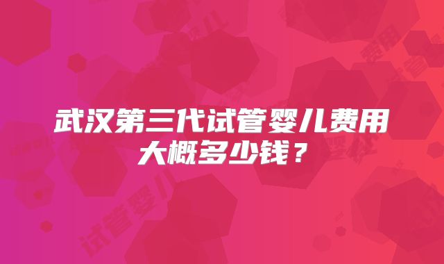 武汉第三代试管婴儿费用大概多少钱？
