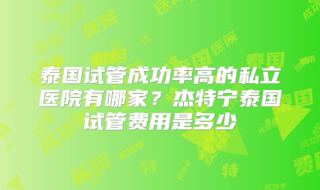 泰国试管成功率高的私立医院有哪家？杰特宁泰国试管费用是多少