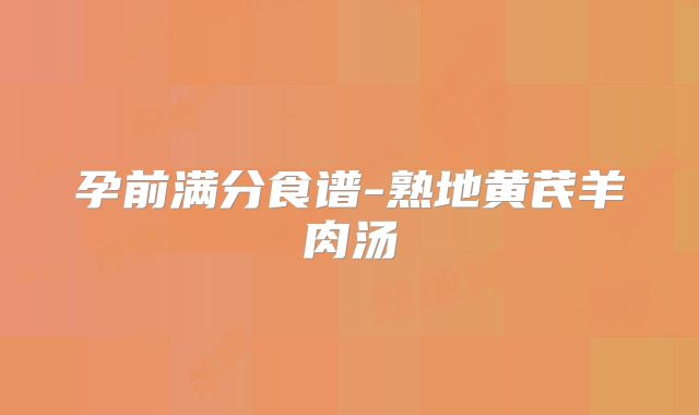 孕前满分食谱-熟地黄芪羊肉汤