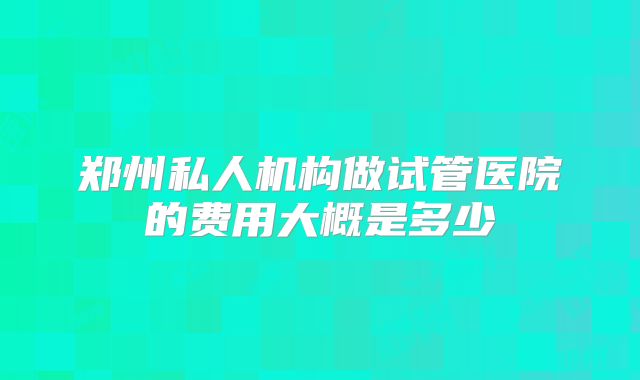 郑州私人机构做试管医院的费用大概是多少