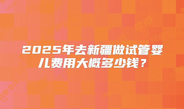2025年去新疆做试管婴儿费用大概多少钱?