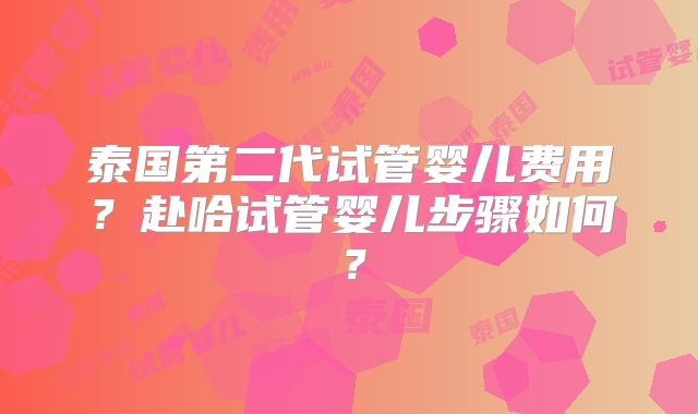 泰国第二代试管婴儿费用?赴哈试管婴儿步骤如何?