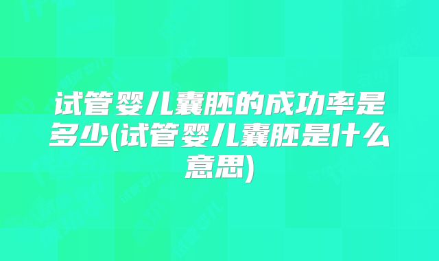 试管婴儿囊胚的成功率是多少(试管婴儿囊胚是什么意思)