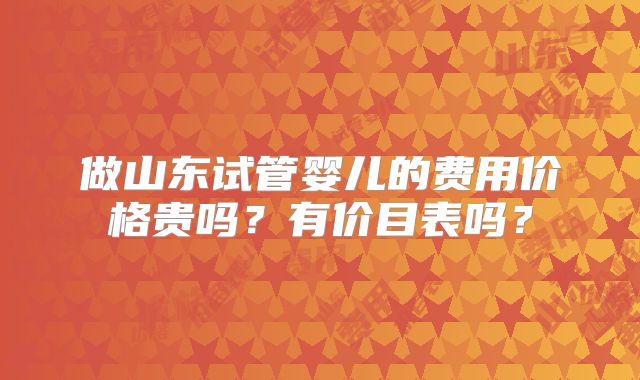 做山东试管婴儿的费用价格贵吗?有价目表吗?