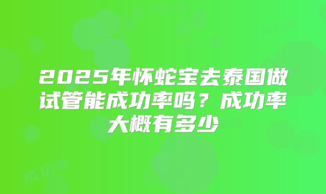 2025年怀蛇宝去泰国做试管能成功率吗？成功率大概有多少