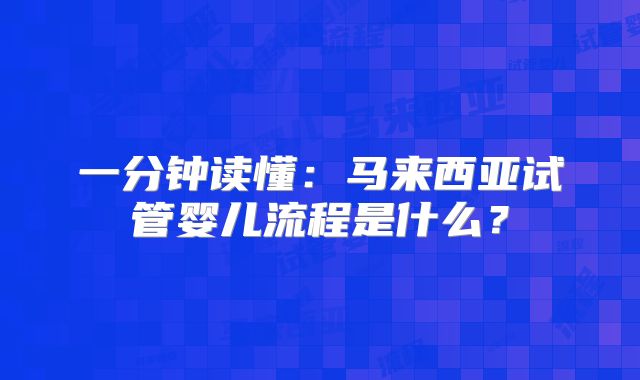 一分钟读懂:马来西亚试管婴儿流程是什么?