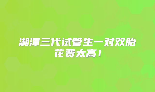 湘潭三代试管生一对双胎花费太高！