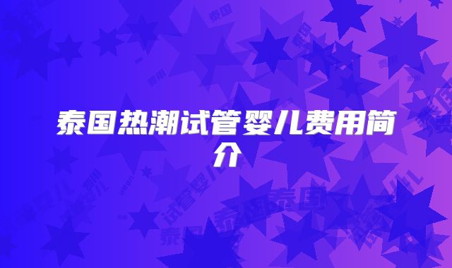 泰国热潮试管婴儿费用简介