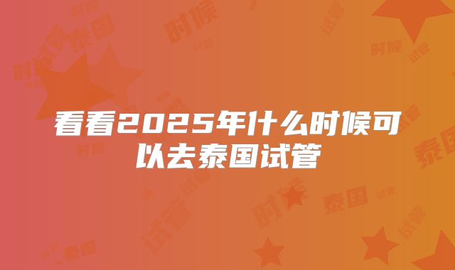 看看2025年什么时候可以去泰国试管