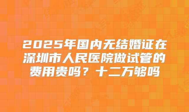 2025年国内无结婚证在深圳市人民医院做试管的费用贵吗？十二万够吗