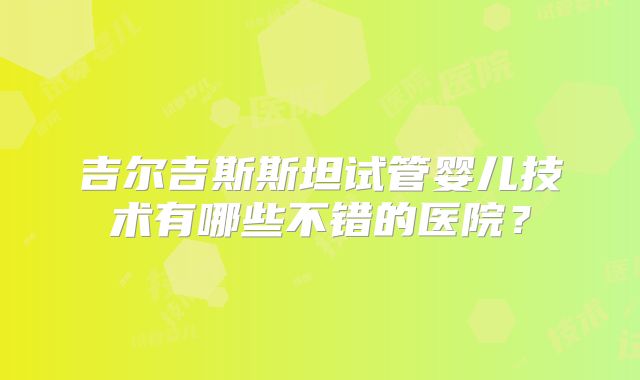 吉尔吉斯斯坦试管婴儿技术有哪些不错的医院?