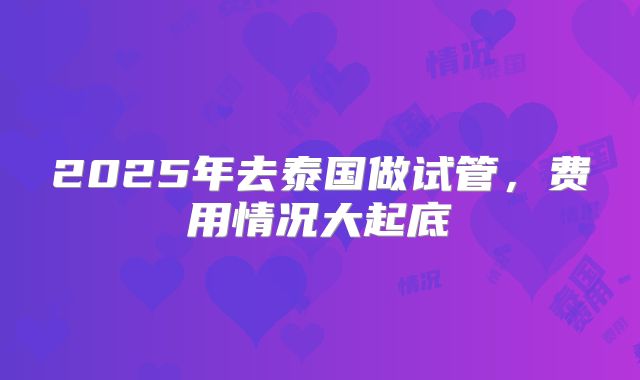 2025年去泰国做试管，费用情况大起底